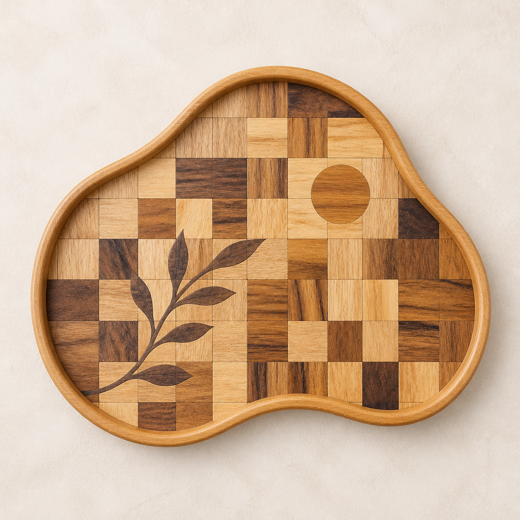 Botanical Branch Natural-Edge Wooden Tray