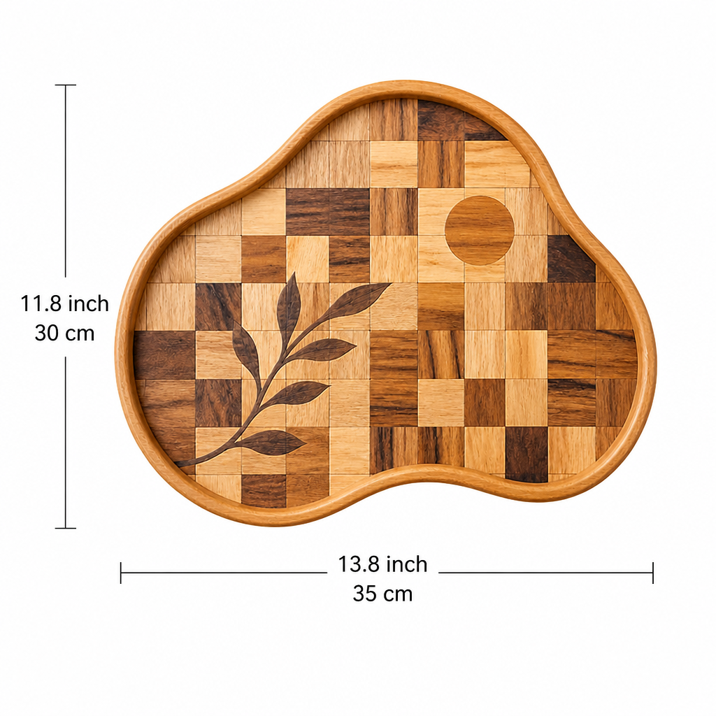 Botanical Branch Natural-Edge Wooden Tray
