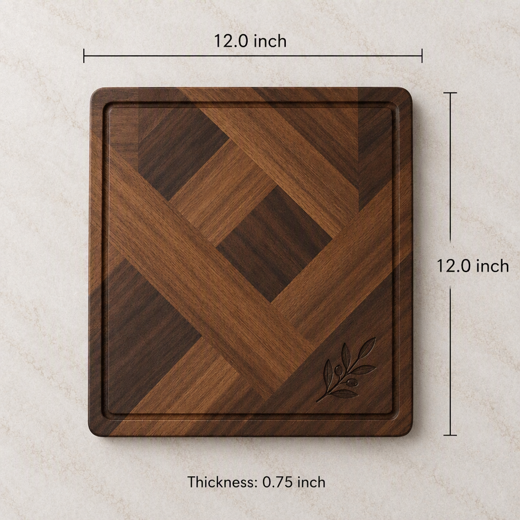 Geometric Mosaic Square Wooden Cutting Board