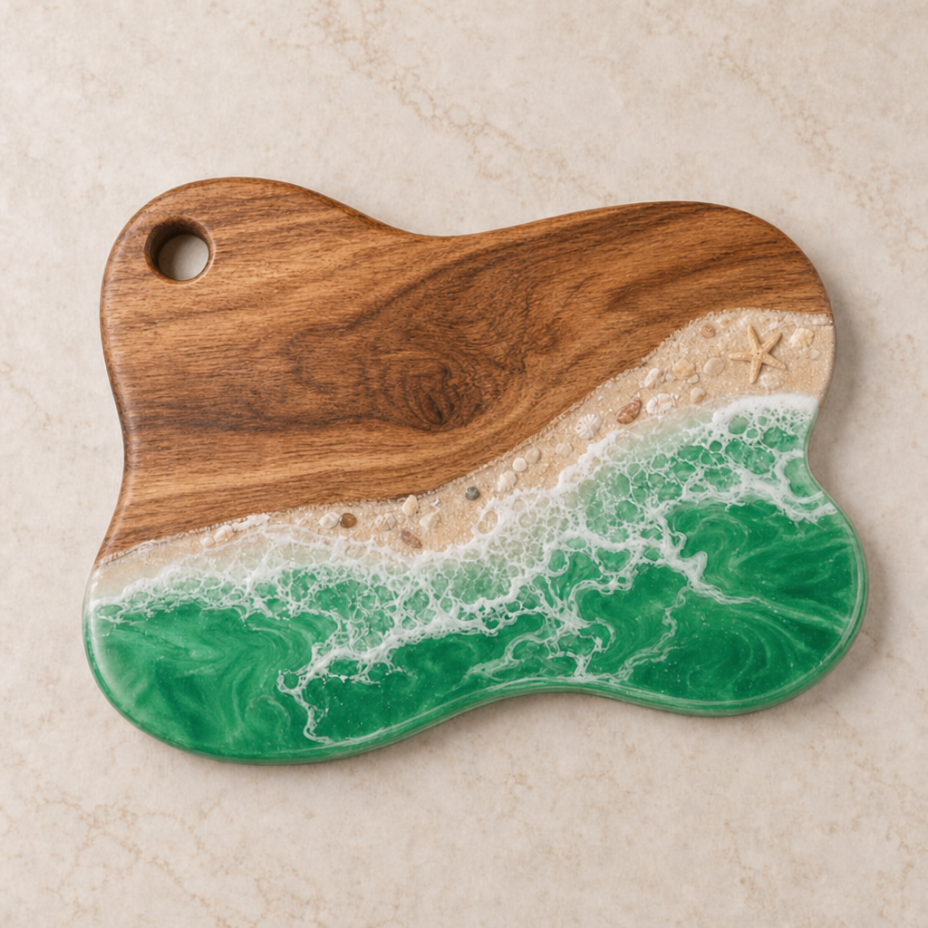Emerald Wave Resin Inlay Wooden Cutting Board
