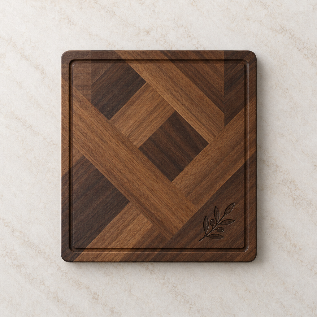 Geometric Mosaic Square Wooden Cutting Board